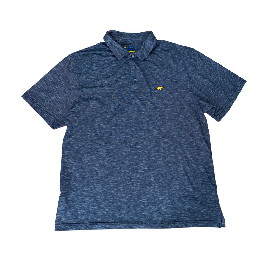 Jack Nicklaus Polo Shirt Mens Large‎ Short Sleeve Golden Bear Logo Blue Heather